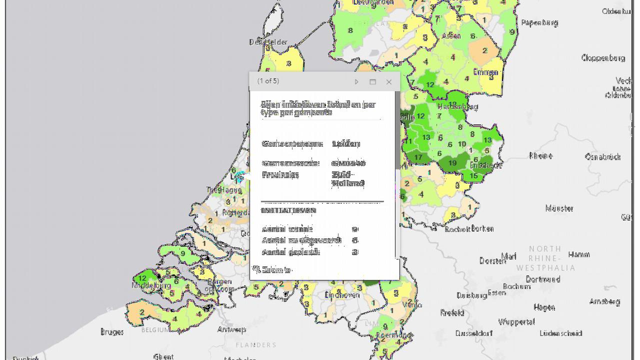 Map with Initiatives for Bees in Kennis Impuls Bestuivers