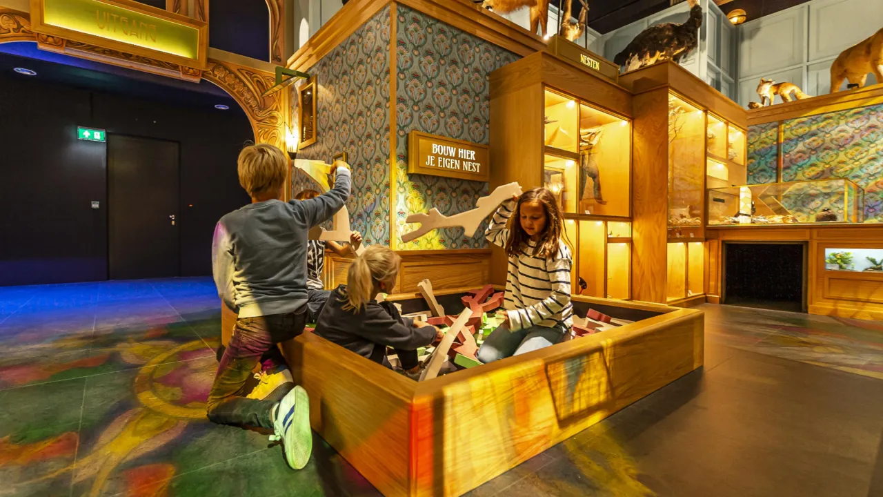 Children working on a nest