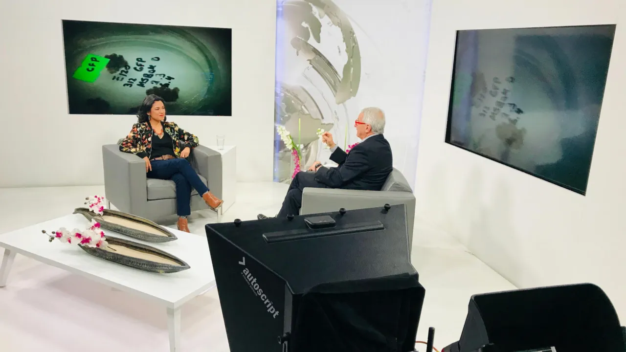 Behind the scenes TV interview