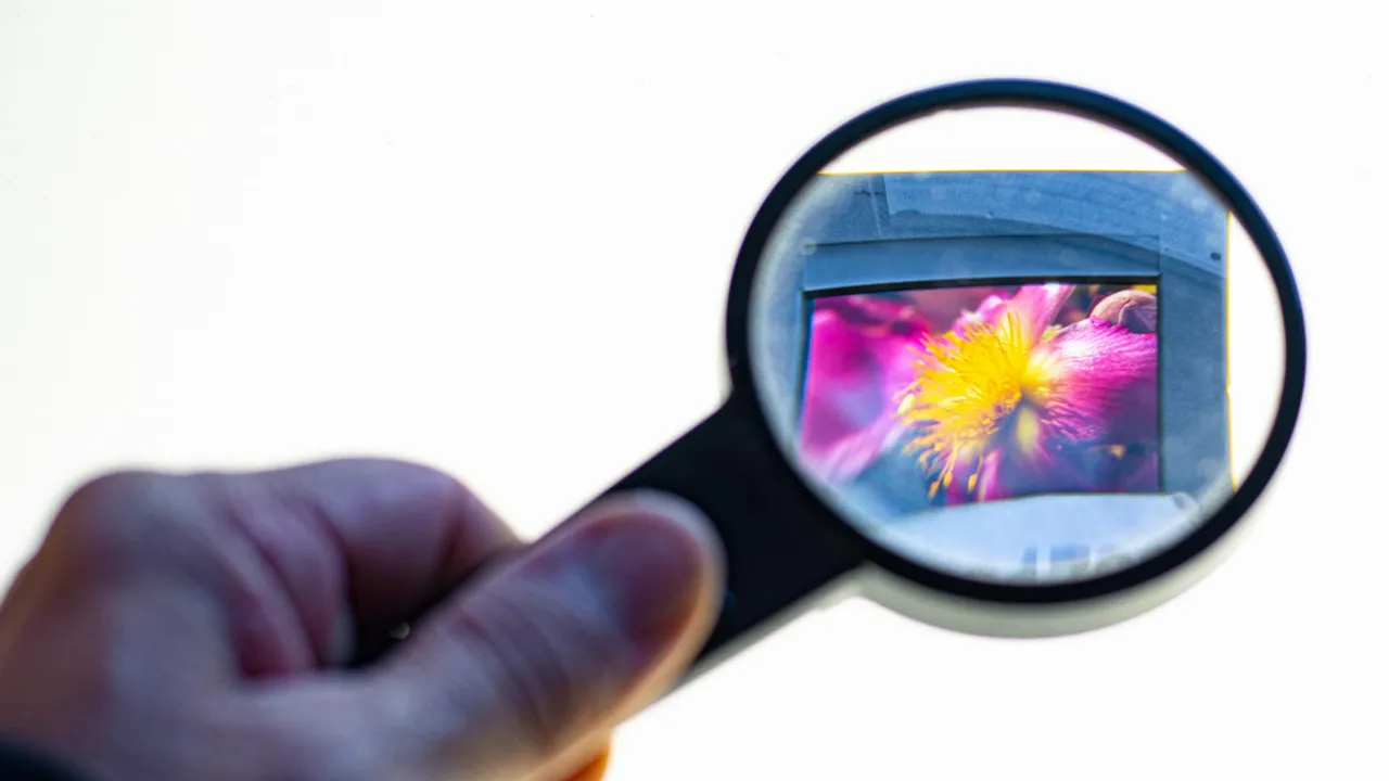 botanische slide under a magnifying glass
