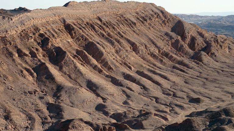 Erosie van sedimentair gesteente in Valle de la Luna, Chili.