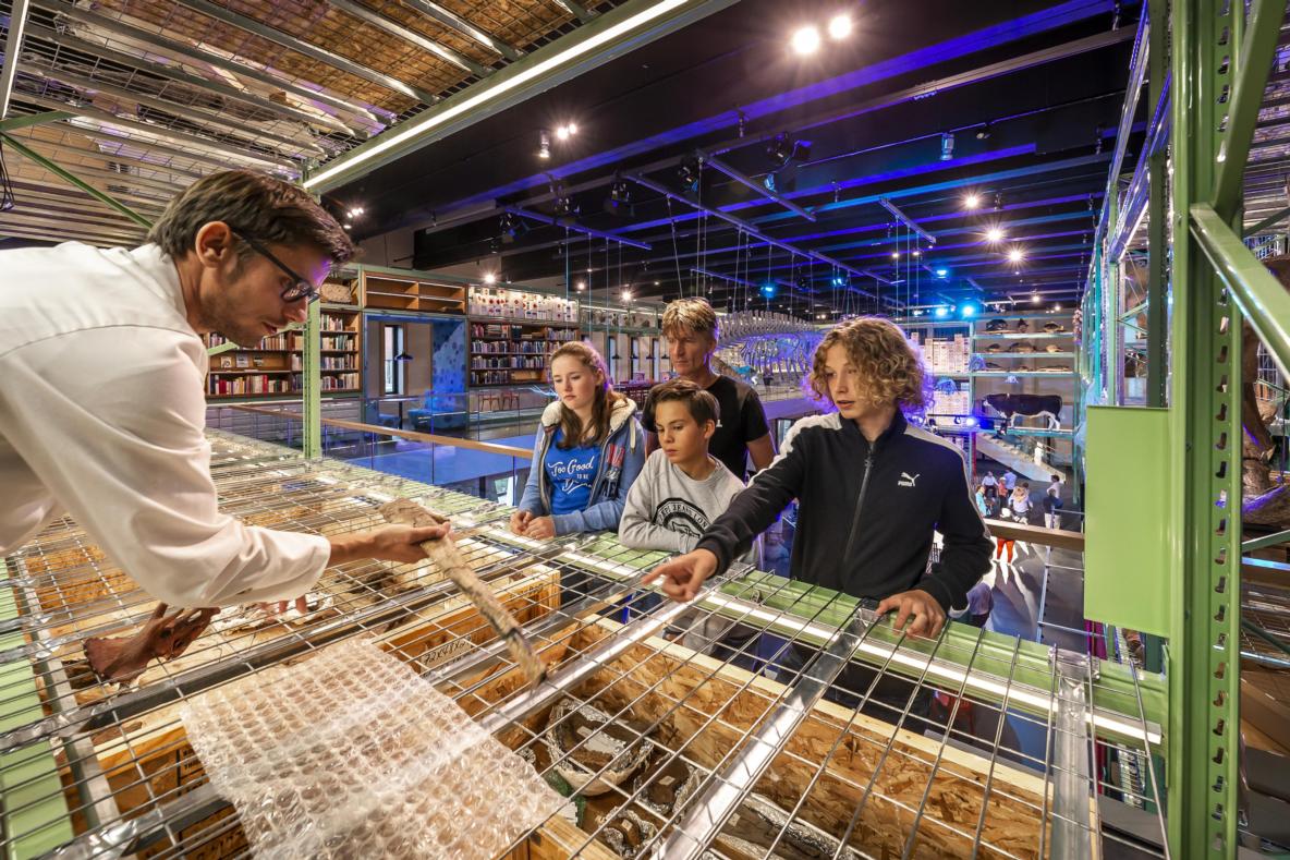 Matthijs in het dinolab