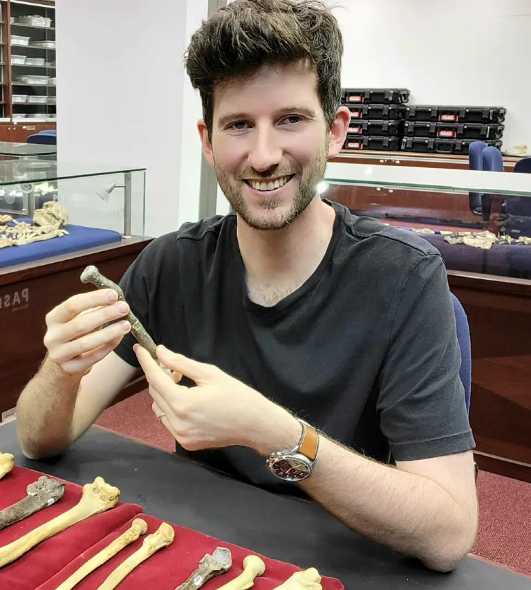 Jaap Saers in de hominin kluis in Johannesburg