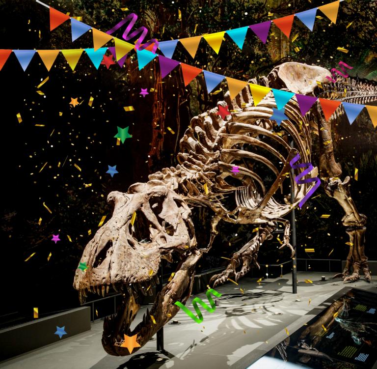 T. rex Trix with confetti